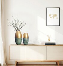 Dekovase >WL7.184< (2-teilig) in Gold, Aluminium - 47x25cm (HxD)