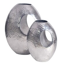 Dekovase >WL7.189< (2-teilig) in Silber, Aluminium - 29x39x17cm (BxHxT)