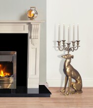 Dekofigur >Candle-Dog< in Gold, Aluminium - 26x69x40cm (BxHxT)