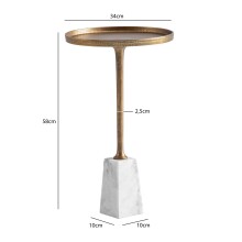 Beistelltisch >WL7.207< in Gold, Marmor / Aluminium - 58x34cm (HxT)