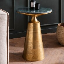 Beistelltisch >WL7.209< in Gold, Baroda Marmor & Aluminium - 57x40cm (HxD)