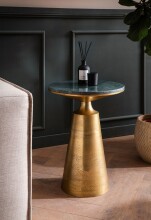 Beistelltisch >WL7.209< in Gold, Baroda Marmor & Aluminium - 57x40cm (HxD)