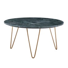 Couchtisch >WL7.211< in Grün / Gold, Baroda Marmor & Metall - 35x70cm (HxD)