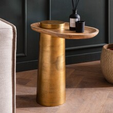 Beistelltisch >WL7.215< in Mango / Gold - 50x52x30...
