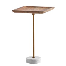 Beistelltisch >WL7.218< in Mango, Massivholz & Marmor - 35x55x35cm (BxHxT)