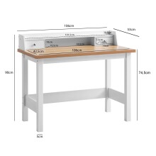 Schreibtisch >WL7.221< in Weiß & Eichefarben, Holzwerkstoff - 106x90x53 (BxHxT)