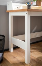 Schreibtisch >WL7.221< in Weiß & Eichefarben, Holzwerkstoff - 106x90x53 (BxHxT)