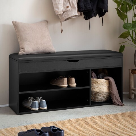 Schuhbank >WL7.222< in Schwarz - 104x51x32cm (BxHxT)
