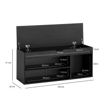 Schuhbank >WL7.222< in Schwarz - 104x51x32cm (BxHxT)