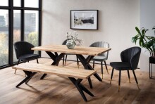 Esstisch >WL7.224< in Akazie, Massivholz & Metall - 160x80x76cm (LxBxH)