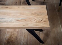 Sitzbank >WL7.227< in Akazie, Massivholz & Metall - 120x45x45cm (LxBxH)