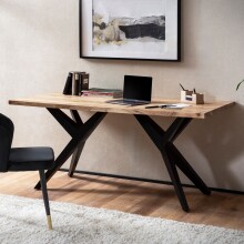 Schreibtisch >WL7.234< in Akazie, Massivholz & Metall - 160x80x76cm (LxBxH)