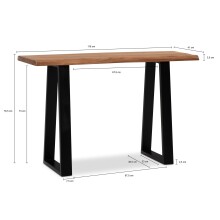 Konsolentisch >WL7.240< in Akazie, Massivholz & Metall - 118x41x76cm (LxBxH)