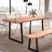 Esstisch >WL7.241< in Akazie, Massivholz & Metall - 120x60x76cm (LxBxH)