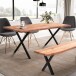 Esstisch >WL7.251< in Akazie, Massivholz & Metall - 120x60x76cm (LxBxH)