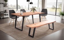 Esstisch >WL7.256< in Akazie, Massivholz & MEtall - 120x60x76cm (LxBxH)