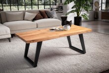 Couchtisch >WL7.284< in Akazie, Massivholz & Metall - 120x46x60cm (BxHxT)