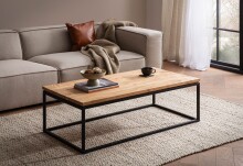 Couchtisch >WL7.309< in Akazie, Massivholz & Metall - 120x40x60cm (BxHxT)