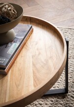 Couchtisch >WL7.311< in Akazie, Massivholz & Metall - 35x60cm (HxD)