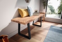 Sitzbank >WL7.285< in Akazie / Schwarz, Massivholz & Metall - 120x46x40 (BxHxT)