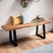Sitzbank >WL7.285< in Akazie / Schwarz, Massivholz & Metall - 120x46x40 (BxHxT)
