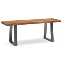 Sitzbank >WL7.286< in Akazie / Silber, Massivholz & Metall - 120x46x40cm (BxHxT)