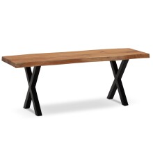 Sitzbank >WL7.287< in Akazie / Schwarz, Massivholz & Metall - 120x46x40 (BxHxT)