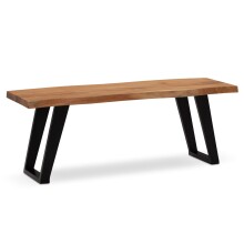 Sitzbank >WL7.288< in Akazie / Schwarz, Massivholz & Metall - 120x46x40 (BxHxT)