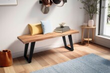 Sitzbank >WL7.288< in Akazie / Schwarz, Massivholz & Metall - 120x46x40 (BxHxT)