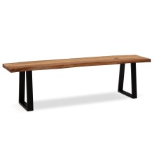 Sitzbank >WL7.289< in Akazie / Schwarz, Massivholz & Metall - 120x46x40 (BxHxT)
