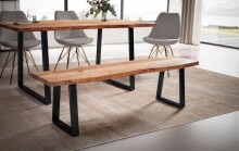 Sitzbank >WL7.289< in Akazie / Schwarz, Massivholz & Metall - 120x46x40 (BxHxT)