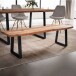 Sitzbank >WL7.289< in Akazie / Schwarz, Massivholz & Metall - 120x46x40 (BxHxT)