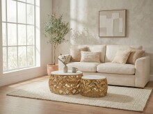 Satztisch >WL7.340< (2-teilig) in Gold, Marmor & Aluminium - 33x60cm (HxD)