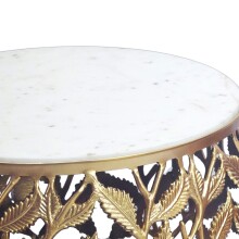 Satztisch >WL7.340< (2-teilig) in Gold, Marmor & Aluminium - 33x60cm (HxD)