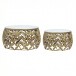 Satztisch >WL7.340< (2-teilig) in Gold, Marmor & Aluminium - 33x60cm (HxD)