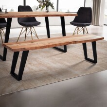 Sitzbank >WL7.301< in Akazie / schwarz, Massivholz & Metall - 120x46x40 (BxHxT)