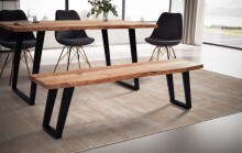 Sitzbank >WL7.301< in Akazie / schwarz, Massivholz & Metall - 120x46x40 (BxHxT)
