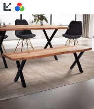 Sitzbank >WL7.299< in Akazie / Schwarz, Massivholz...