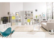Raumteilerregal >Mareen< in Weiß - 38x141x33cm (BxHxT)