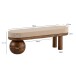 Sitzbank >WL7.315< in Mango / Beige, Stoff & Massivholz - 140x48x42cm (BxHxT)