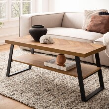 Couchtisch >WL7.316< in Eiche Dekor Fischgrät - 100x41x40 (BxHxT)