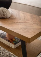 Couchtisch >WL7.316< in Eiche Dekor Fischgrät - 100x41x40 (BxHxT)