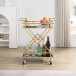 Servierwagen >WL7.335< in Gold, Metall & Schwarzglas - 65x80x40cm (BxHxT)