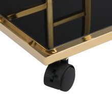 Servierwagen >WL7.336< in Gold, Metall & Schwarzglas - 68x84x43cm (BxHxT)