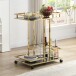 Servierwagen >WL7.336< in Gold, Metall & Schwarzglas - 68x84x43cm (BxHxT)