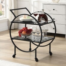 Servierwagen >WL7.337< in Schwarz, Metall / Glas -...