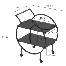 Servierwagen >WL7.337< in Schwarz, Metall / Glas - 45x83x46cm (BxHxT)