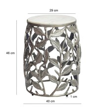Beistelltisch >WL7.343< in Silber, Marmor & Aluminium - 46x40cm (HxD)