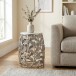 Beistelltisch >WL7.343< in Silber, Marmor & Aluminium - 46x40cm (HxD)