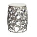Beistelltisch >WL7.343< in Silber, Marmor & Aluminium - 46x40cm (HxD)